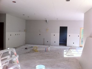 drywall installation at Dunlavin Woods of Maple Grove, The Aspen floorplan, construction of NIH Homes