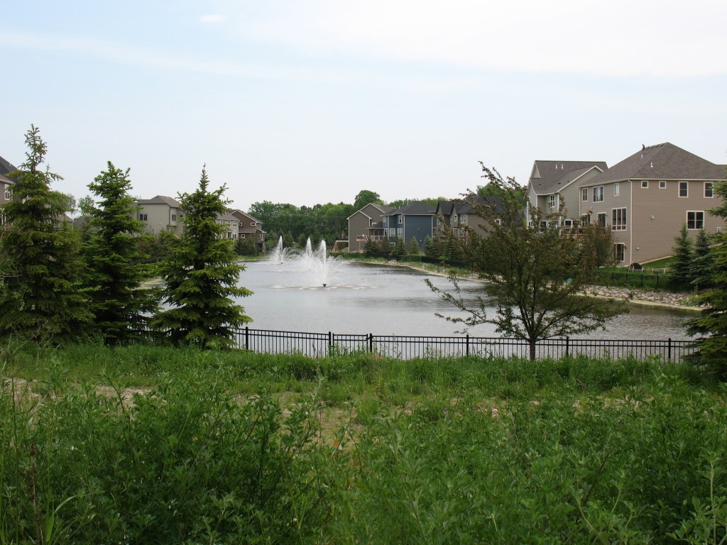 Spring Meadows Plymouth, view from backyard of home in Spring Meadows of Plymouth Minnesota, backyard view of luxury home in Plymouth Minnesota, luxury home backyard in Wayzata school district, backyard in the suburbs, what do the backyards of the suburbs look like?